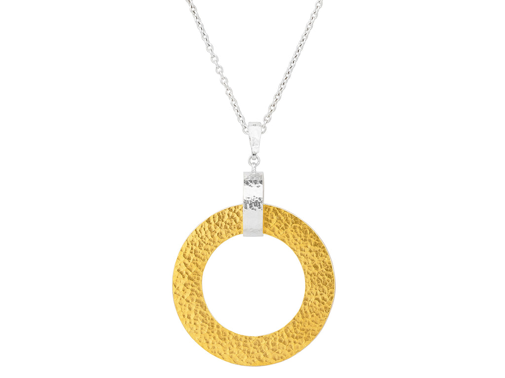 GURHAN, GURHAN Mango Sterling Silver Pendant Necklace, 42mm Open Round, Gold Accents