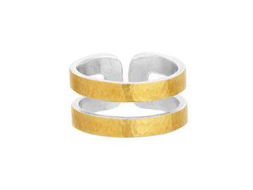 GURHAN, GURHAN Mango Sterling Silver Band Ring, Wide Split Double Vermeil, Gold Accents