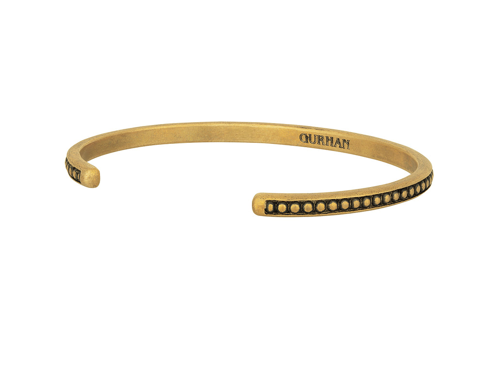 GURHAN, GURHAN Mens Brass Cuff Bracelet, Narrow with All Around Rivets