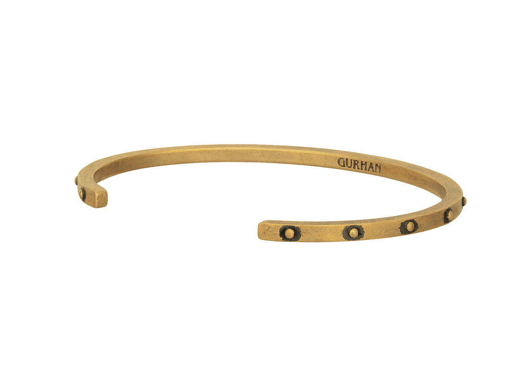 GURHAN, GURHAN Mens Brass Cuff Bracelet, Narrow with Spaced Rivets