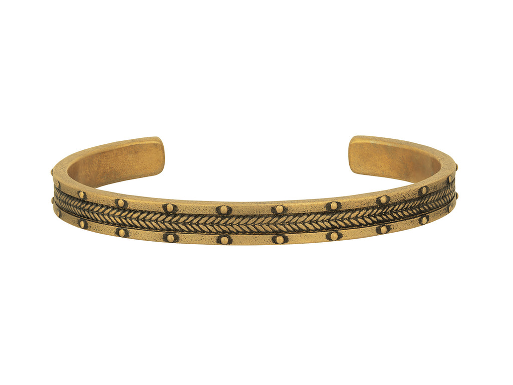 GURHAN, GURHAN Mens Brass Cuff Bracelet, Rivet and Chevron, 7mm Wide