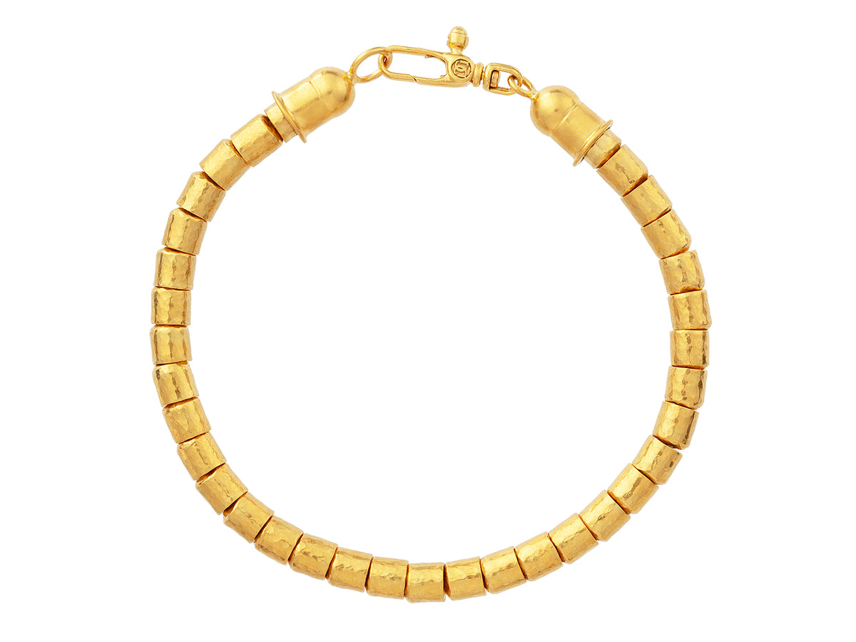 GURHAN, GURHAN Mens Gold All Around Single-Strand Bracelet, 5.5mm Hammered Beads, 8.5" Long, No Stone