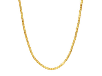 GURHAN, GURHAN Mens Gold Single-Strand Beaded Short Necklace, 3.5mm Hammered Beads, 20" Long