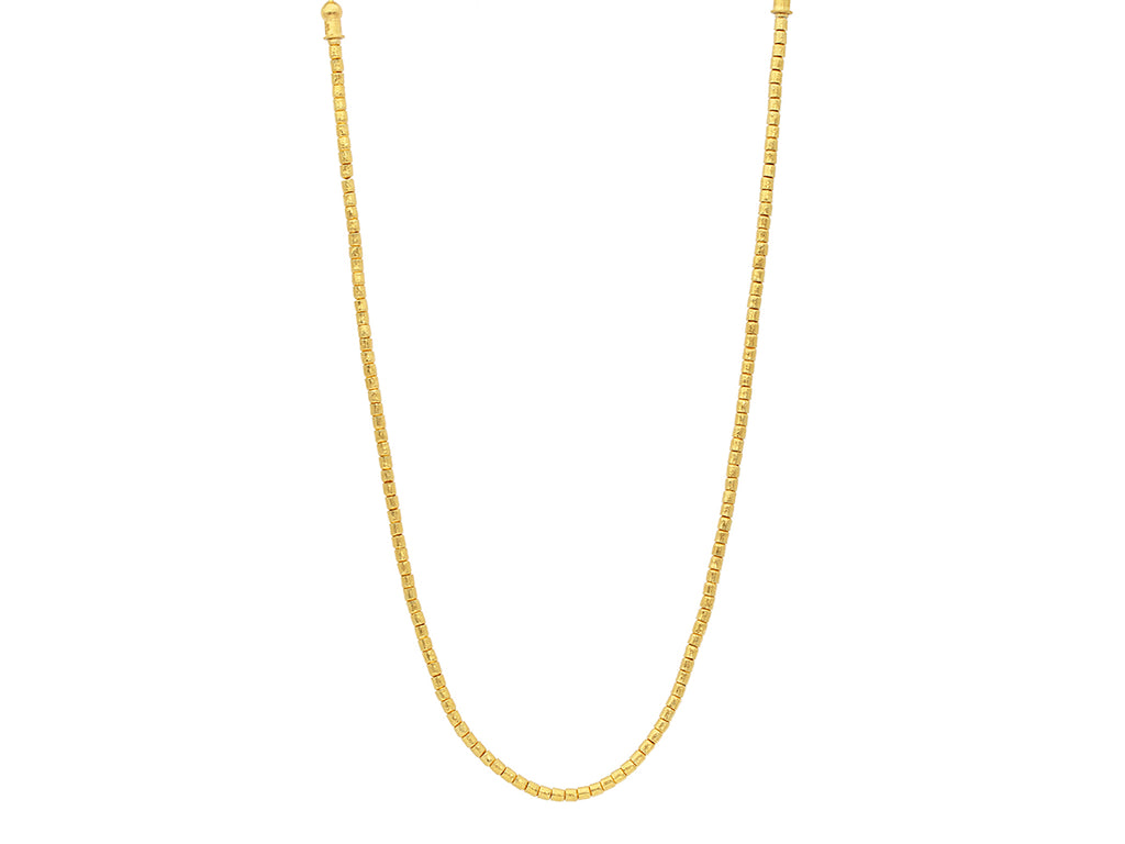 GURHAN, GURHAN Mens Gold Single-Strand Beaded Short Necklace, 3.5mm Hammered Beads, 20" Long