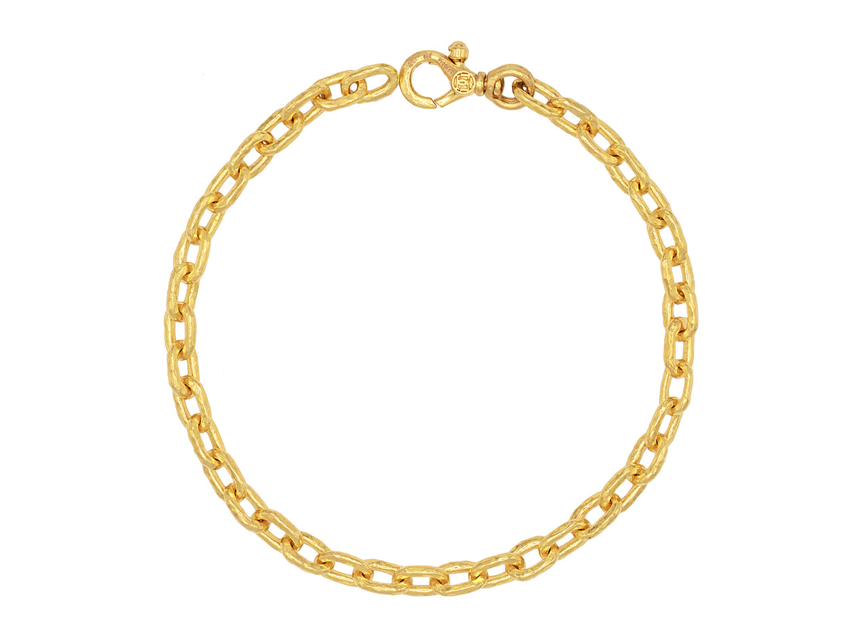 GURHAN, GURHAN Mens Gold Single Strand Link Bracelet, 5mm Oval, 8.5" Long, No Stone