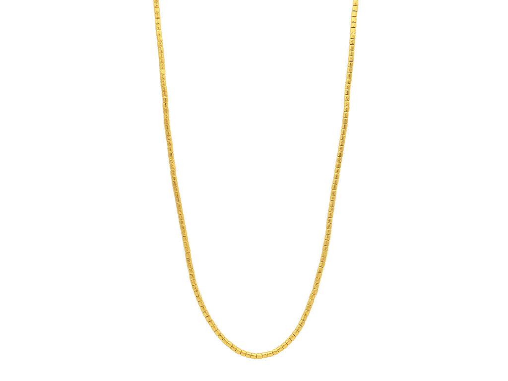 GURHAN, GURHAN Mens Gold Single-Strand Beaded Long Necklace, 3.5mm Hammered Beads, 24" Long