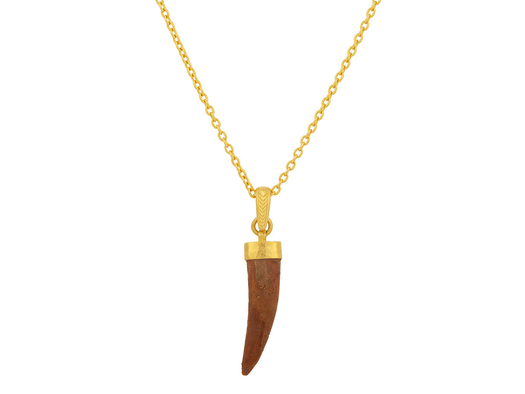 GURHAN, GURHAN Mens Gold Pterosaur Tooth Pendant Necklace, 25x8mm