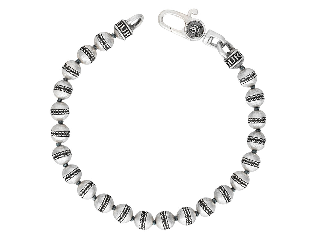 GURHAN, GURHAN Mens Sterling Silver Beaded Single-Strand Bracelet, Small Chevron Balls