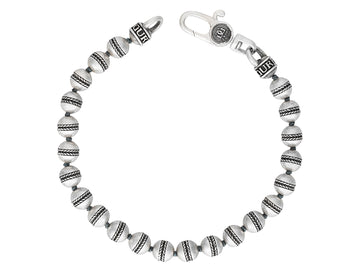 GURHAN, GURHAN Mens Sterling Silver Beaded Single-Strand Bracelet, Small Chevron Balls