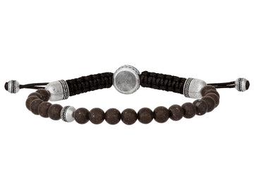 GURHAN, GURHAN Mens Sterling Silver Einstein Paving Stone Beaded Single-Strand Bracelet, 6mm Round Balls, Slider Clasp