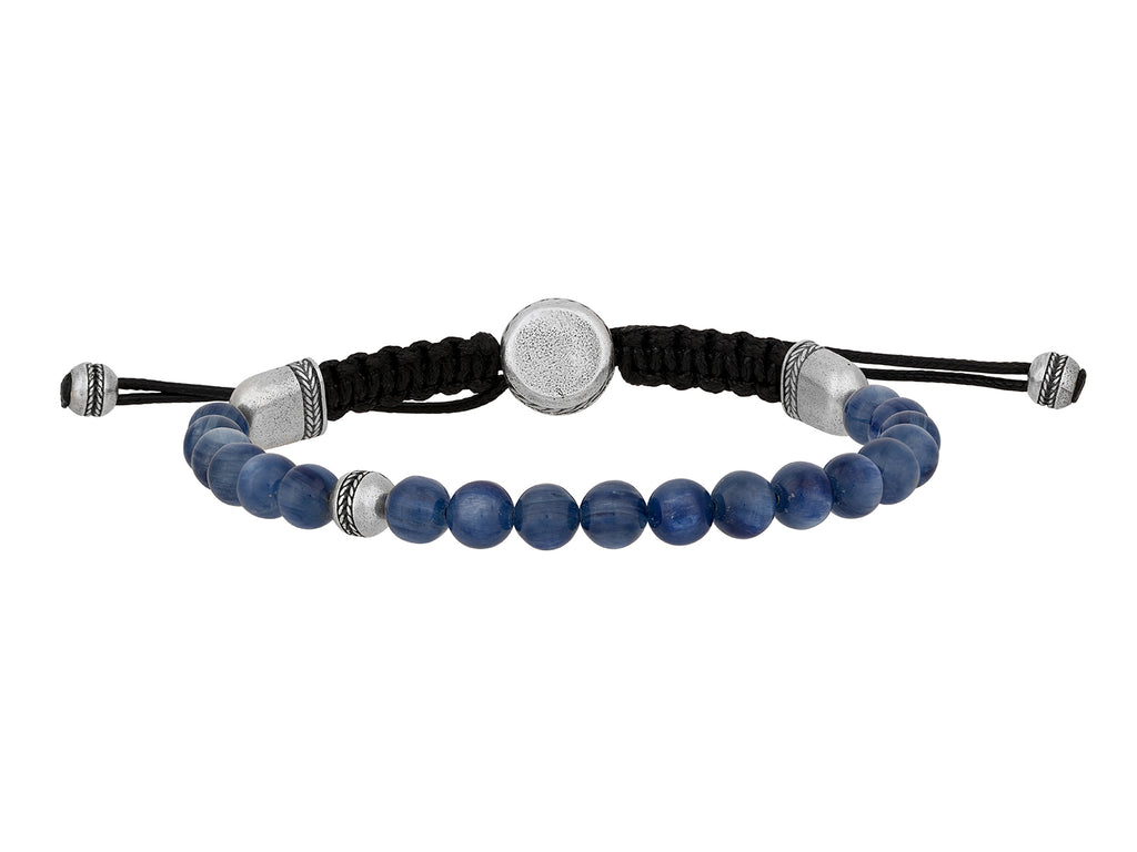 GURHAN, GURHAN Mens Sterling Silver Kyanite Beaded Single-Strand Bracelet, 6mm Beads, Adjustable Cord