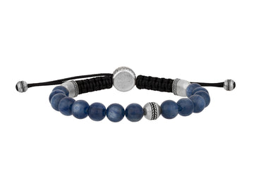 GURHAN, GURHAN Mens Sterling Silver Kyanite Beaded Single-Strand Bracelet, 8mm Beads, Adjustable Cord