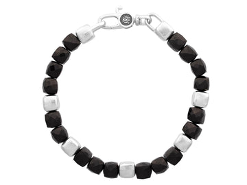 GURHAN, GURHAN Mens Sterling Silver Onyx Beaded Single-Strand Bracelet, Faceted Cubes