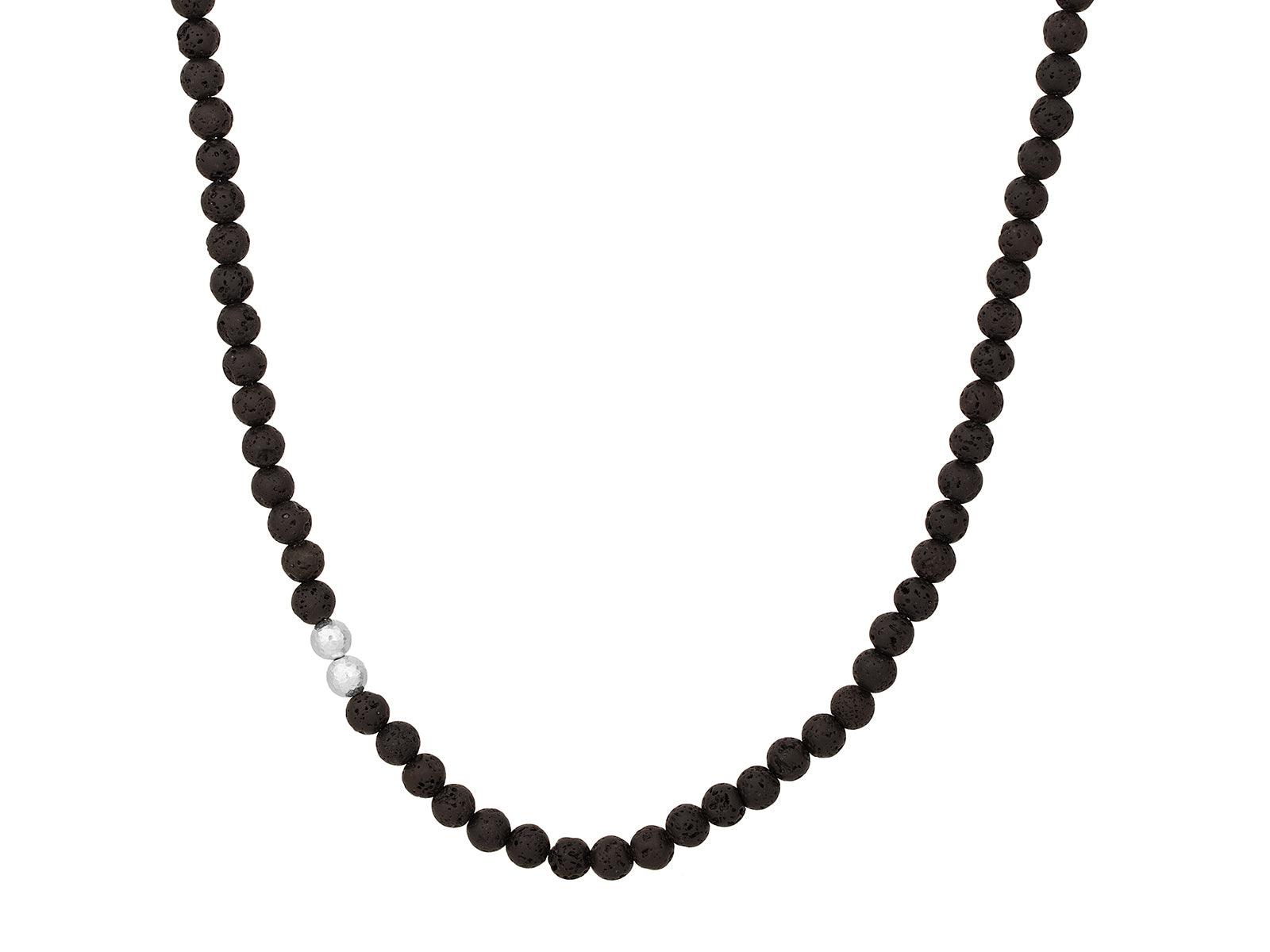 GURHAN Mens Sterling Silver Lava Single-Strand Beaded Short Necklace,