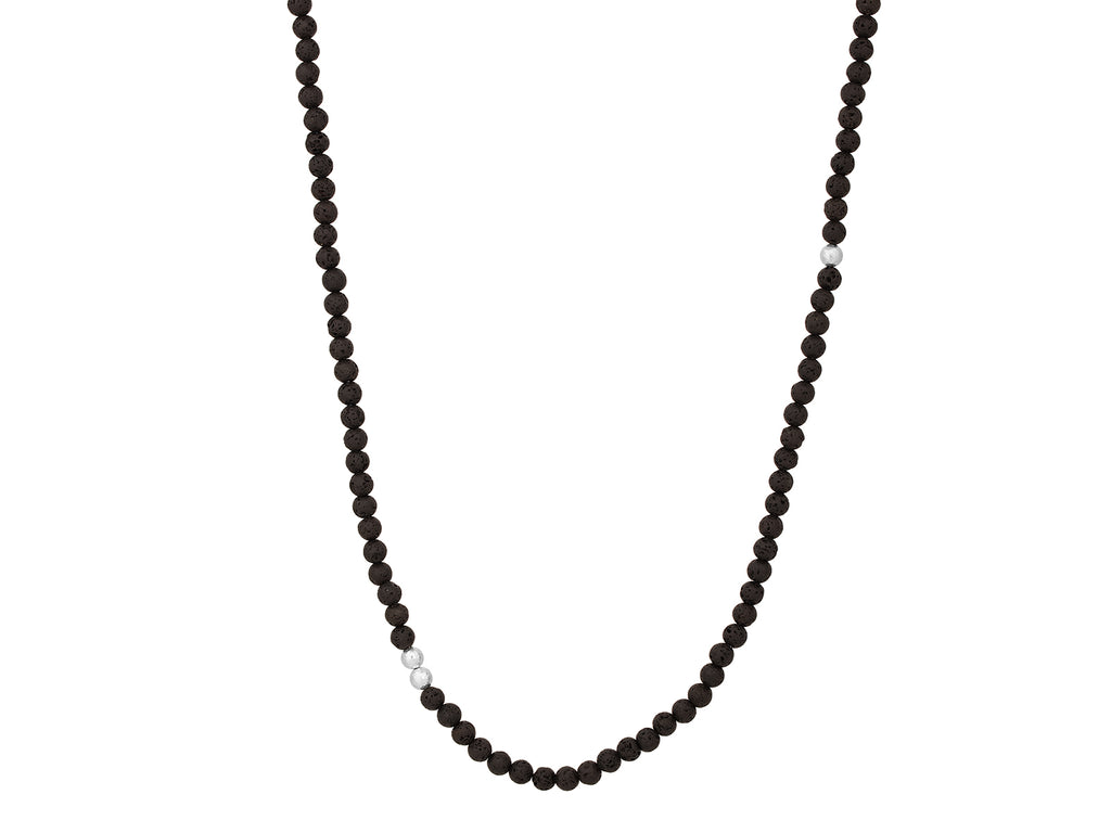 GURHAN, GURHAN Mens Sterling Silver Lava Single-Strand Beaded Short Necklace, 6mm Beads