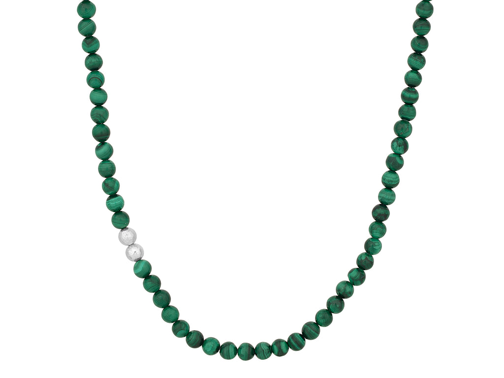 GURHAN, GURHAN Mens Sterling Silver Malachite Single-Strand Beaded Short Necklace, 6mm Beads