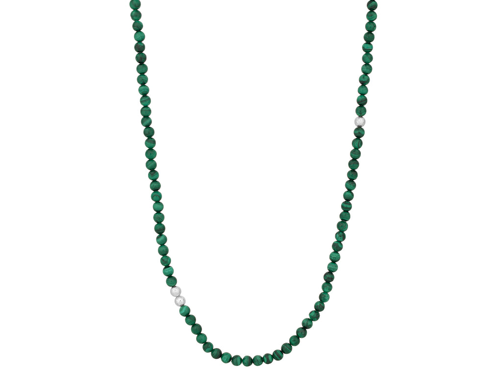 GURHAN, GURHAN Mens Sterling Silver Malachite Single-Strand Beaded Short Necklace, 6mm Beads