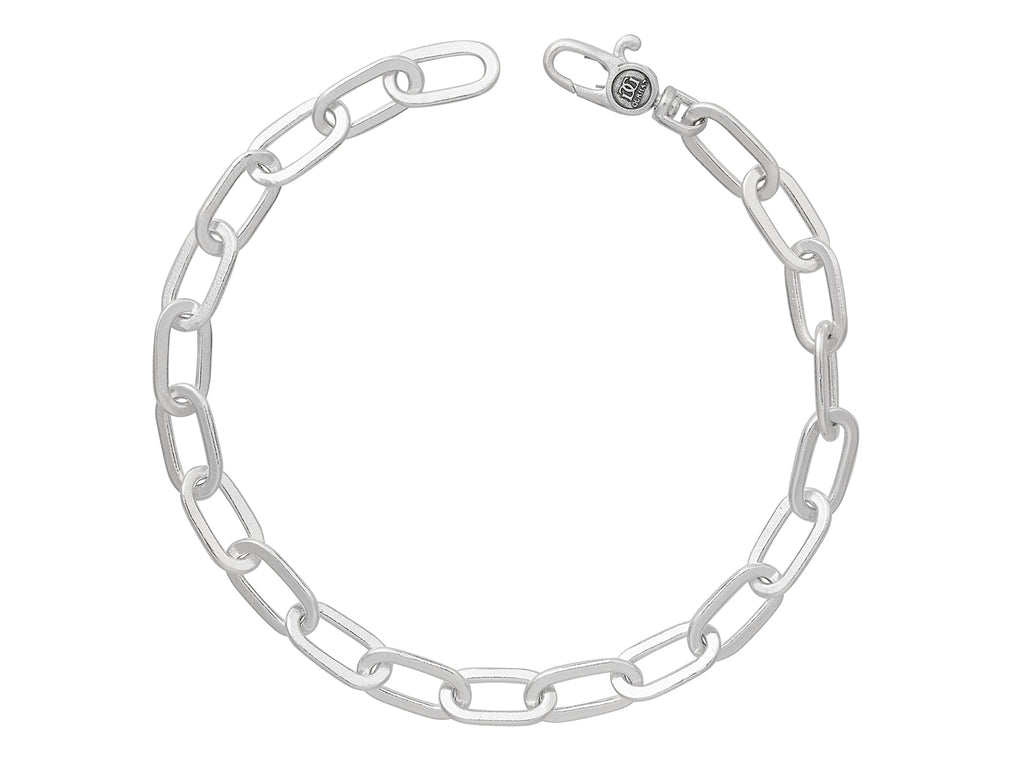 GURHAN, GURHAN Mens Sterling Silver Chain Link Bracelet, Flat Oval Links