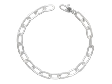 GURHAN, GURHAN Mens Sterling Silver Chain Link Bracelet, Flat Oval Links