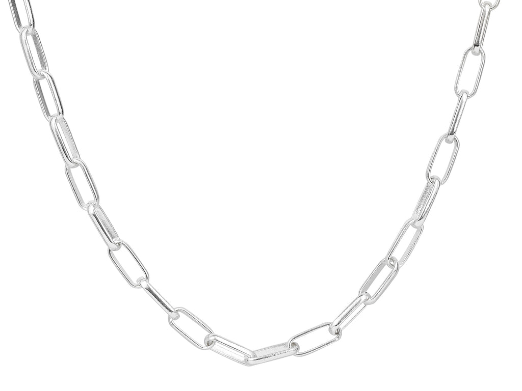 GURHAN, GURHAN Mens Sterling Silver Link Short Necklace, Rounded Oval Links