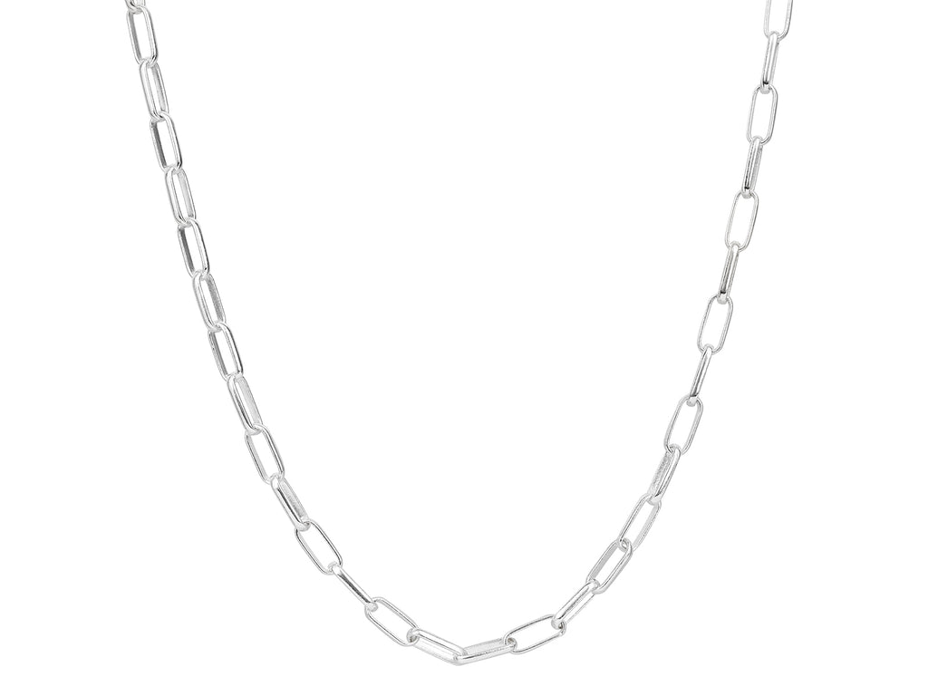 GURHAN, GURHAN Mens Sterling Silver Link Short Necklace, Rounded Oval Links