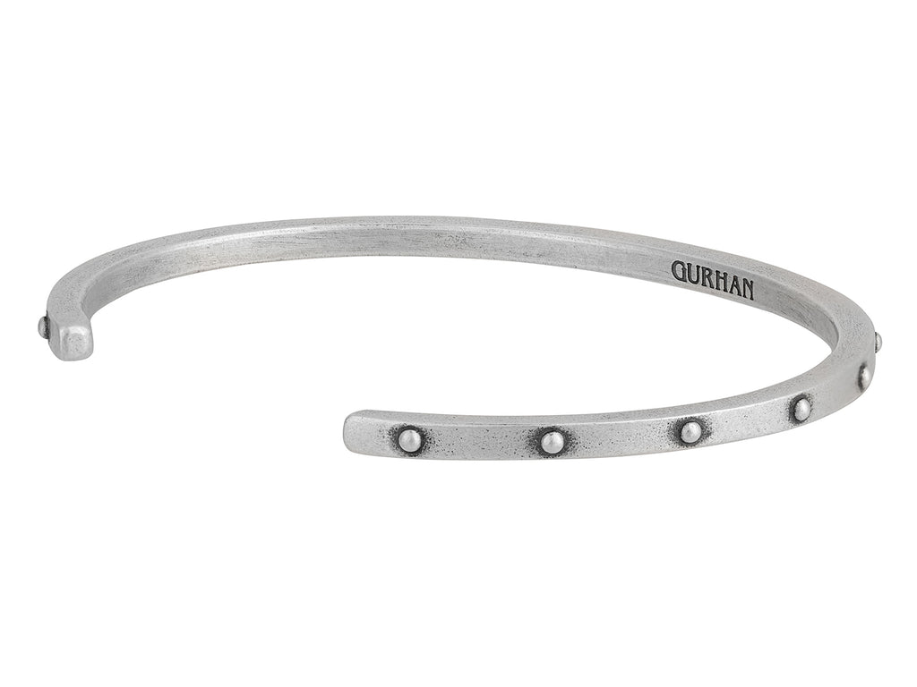 GURHAN, GURHAN Mens Sterling Silver Cuff Bracelet, Narrow with Spaced Rivets