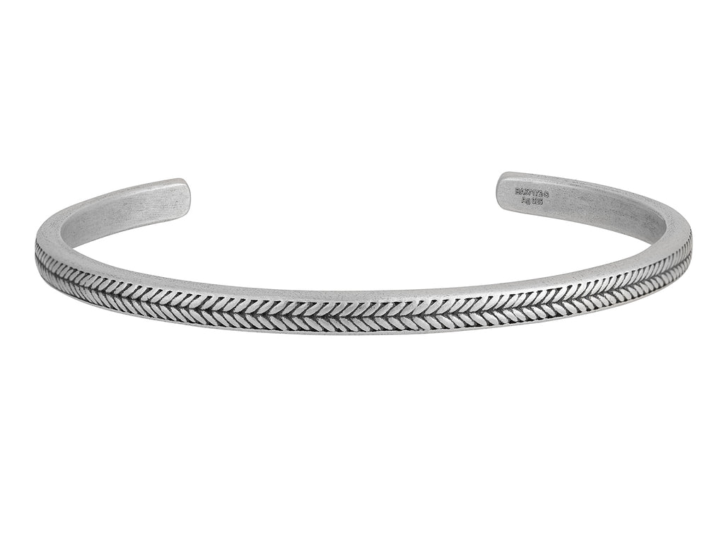 GURHAN, GURHAN Mens Sterling Silver Cuff Bracelet, Chevron, 4.5mm Wide