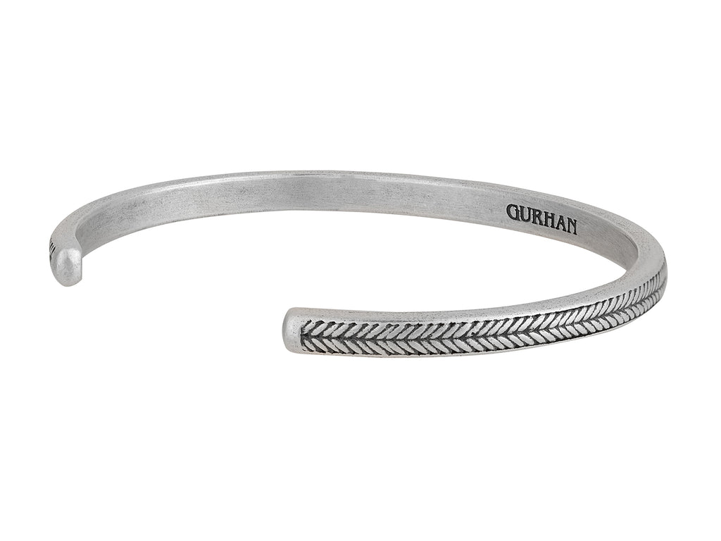 GURHAN, GURHAN Mens Sterling Silver Cuff Bracelet, Chevron, 4.5mm Wide