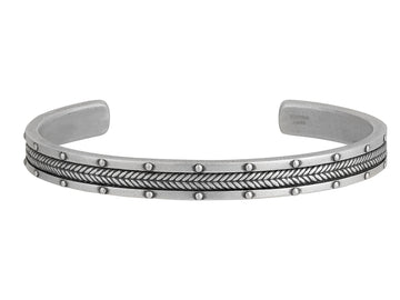 GURHAN, GURHAN Mens Sterling Silver Cuff Bracelet, Rivet and Chevron, 7mm Wide