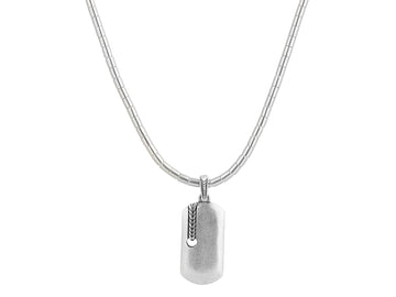 GURHAN, GURHAN Mens Sterling Silver Pendant Necklace, Chevron Dog Tag