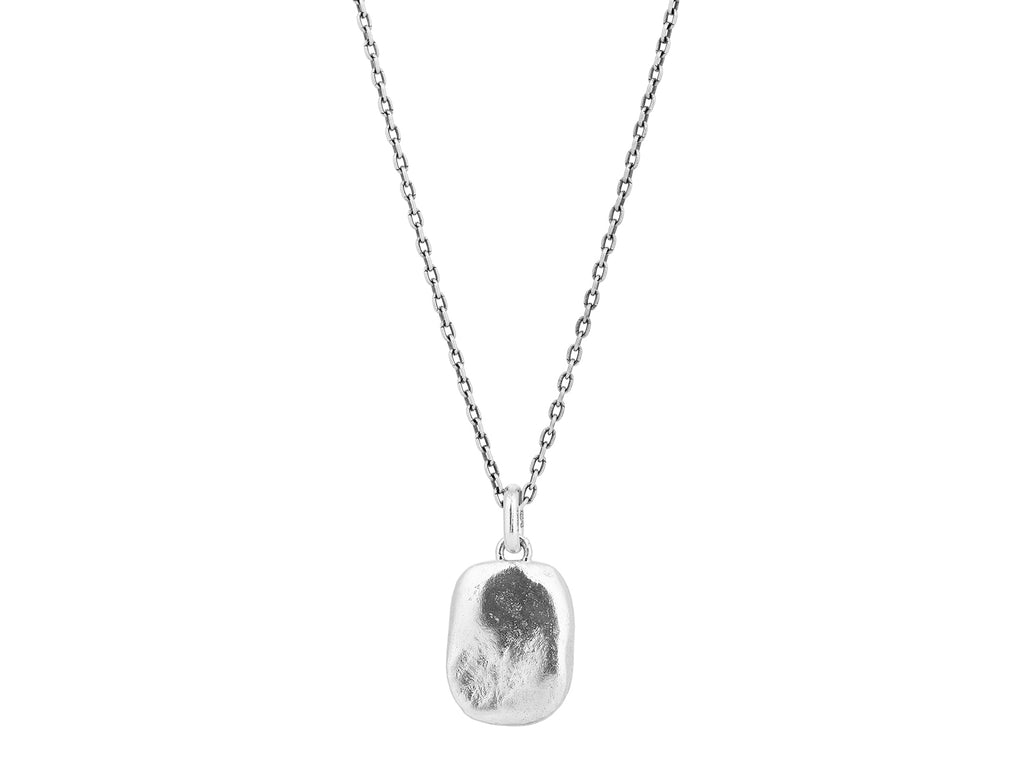 GURHAN, GURHAN Mens Sterling Silver Pendant Necklace, Large Pebble on Chain