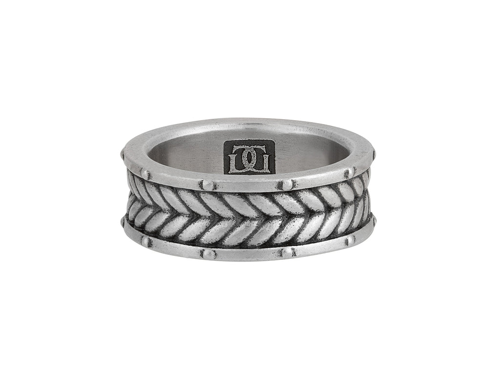 GURHAN, GURHAN Mens Sterling Silver Band Ring, Medium Chevron