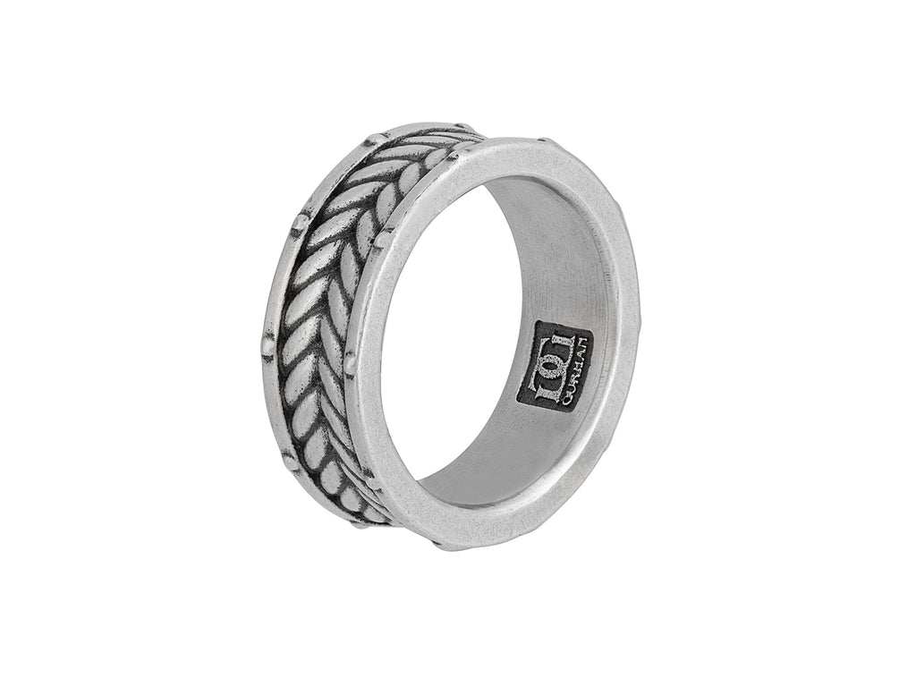 GURHAN, GURHAN Mens Sterling Silver Band Ring, Medium Chevron