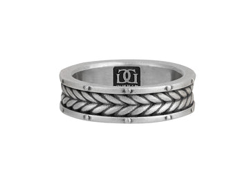 GURHAN, GURHAN Mens Sterling Silver Band Ring, Narrow Chevron