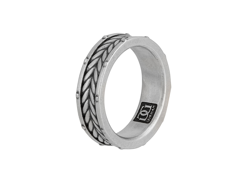 GURHAN, GURHAN Mens Sterling Silver Band Ring, Narrow Chevron