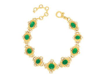 GURHAN, GURHAN Muse Gold All Around Single-Strand Bracelet, Mixed Oval set in Wide Frame, with Emerald and Diamond