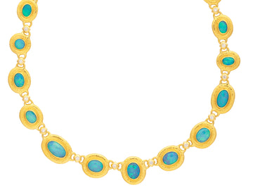 GURHAN, GURHAN Muse Gold Opal All Around Short Necklace, Mixed Oval and Round Stones set in Wide Frames