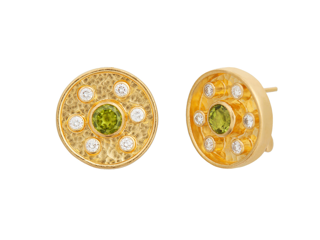 GURHAN, GURHAN Muse Gold Tourmaline Stud Earrings, 18mm Round Medallion