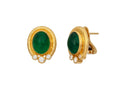 GURHAN, GURHAN Muse Gold Clip Post Stud Earrings, 11x9mm Oval set in Wide Frame, Emerald and Diamond