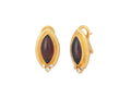 GURHAN, GURHAN Muse Gold Clip Post Stud Earrings, 18x8mm Marquise set in Wide Frame, Garnet and Diamond