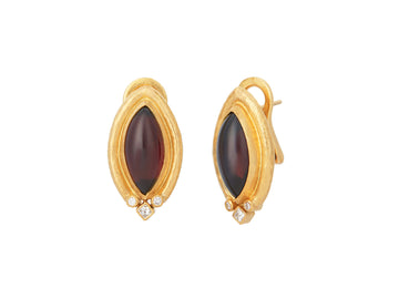 GURHAN, GURHAN Muse Gold Garnet Stud Earrings, 18x8mm Marquise set in Wide Frame