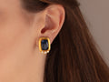 GURHAN, GURHAN Muse Gold Clip Post Stud Earrings, 14x10mm Rectangle set in Wide Frame, Labradorite and Diamond