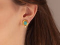 GURHAN, GURHAN Muse Gold Clip Post Stud Earrings, 9x7mm Oval set in Wide Frame, Opal and Diamond