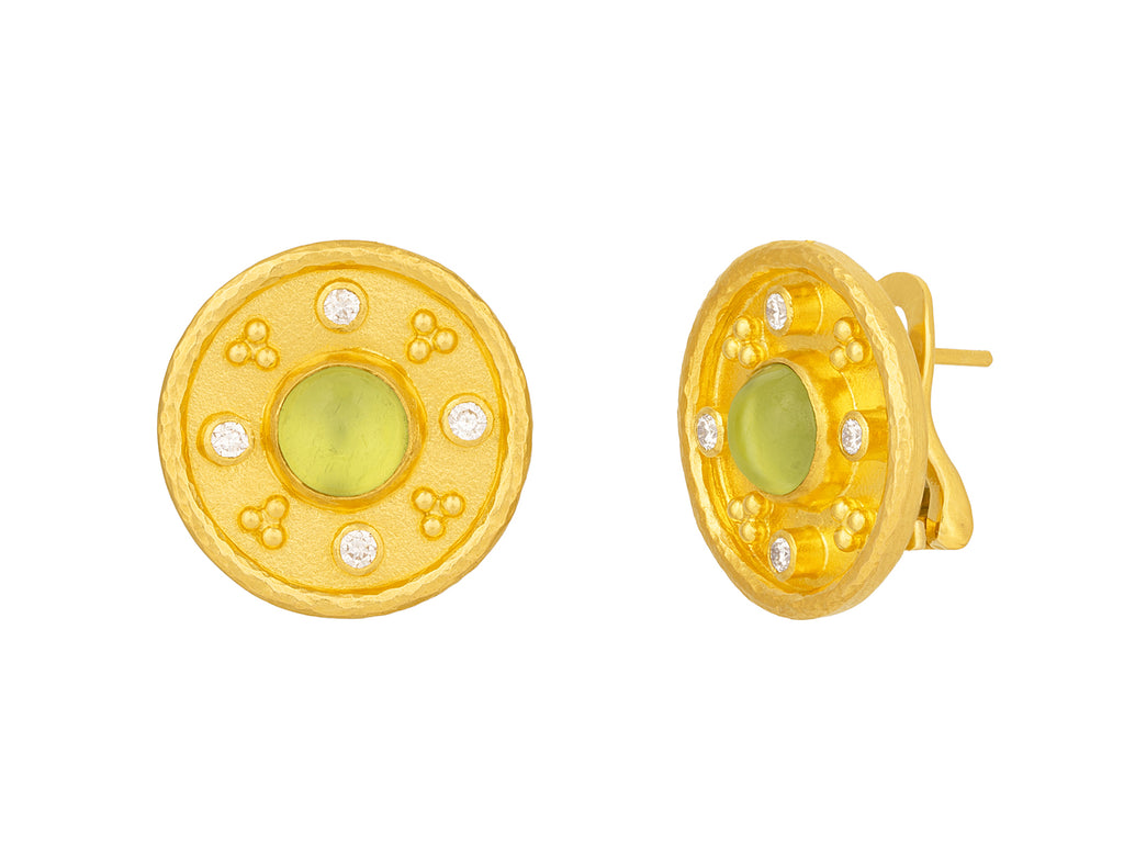 GURHAN, GURHAN Muse Gold Peridot Stud Earrings, 19mm Round Medallion