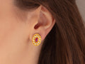GURHAN, GURHAN Muse Gold Clip Post Stud Earrings, 16x12mm Medallion, Ruby and Diamond