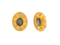 GURHAN, GURHAN Muse Gold Clip Post Stud Earrings, 10x8mm Oval set in Wide Frame, Labradorite and Diamond