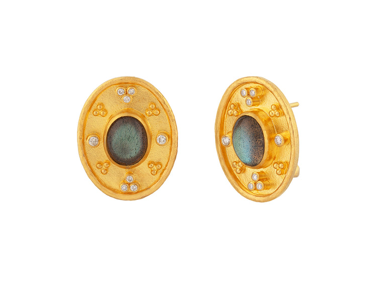 GURHAN Antiquities Gold Clip Post Stud Earrings, 10mm Round Set in Twi