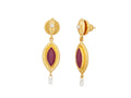 GURHAN, GURHAN Muse Gold Double Drop Earrings, 11x7mm Marquise set in Wide Frame, Ruby and Diamond