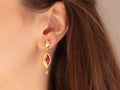 GURHAN, GURHAN Muse Gold Double Drop Earrings, 11x7mm Marquise set in Wide Frame, Ruby and Diamond