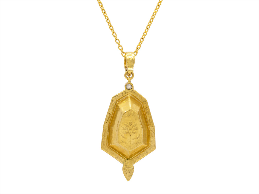 GURHAN, GURHAN Muse Gold Citrine Intaglio Pendant Necklace, 28x18mm Amorphous set in Wide Frame